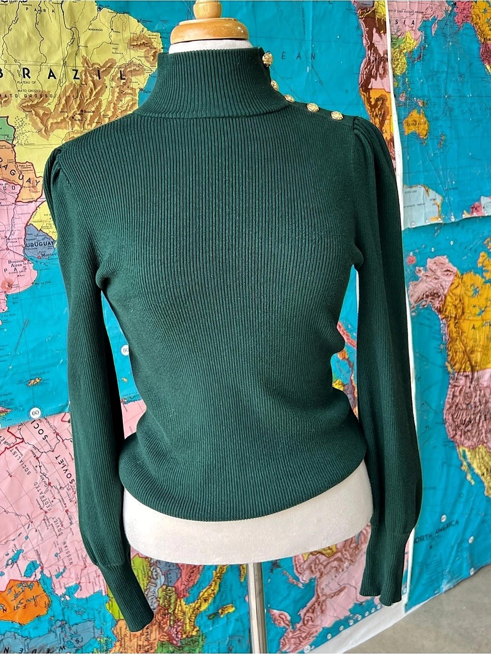 Lauren Ralph Lauren Ribbed Turtleneck Sweater Green Size Medium